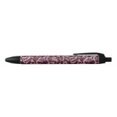 Burgundy & Roze Goud Roze Damast Elegante Glamour Blauwe Inkt Pen (Bovenkant)
