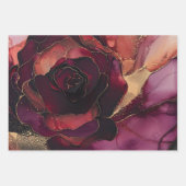 Burgundy Roze Gouden Bloem Inpakpapier Vel (Voorkant)