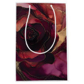 Burgundy Roze Gouden Bloem Medium Cadeauzakje (Voorkant)