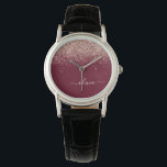 Burgundy Roze Gouden Blush Roze Glitter Monogram Horloge<br><div class="desc">Burgundy en Roze Goud - Blush Roze Glitter Script Monogram Naam Horloge. Dit is het perfecte afstudeer-,  verjaardags-,  trouw-,  bruidsbeurs-,  jubileum-,  baby shower- of vrijgezellenfeest cadeau voor iemand die van glamour luxe en chic stijlen houdt.</div>