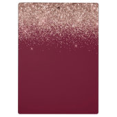 Burgundy Roze Gouden Blush Roze Glitter Monogram Klembord (Achterkant)