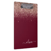 Burgundy Roze Gouden Blush Roze Glitter Monogram Klembord (Rechts)