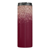 Burgundy Roze Gouden Blush Roze Glitter Monogram Thermosbeker (Achterkant)