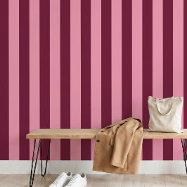 Burgundy Roze Grote Streeppatroon Krachtig Kersenr Behang