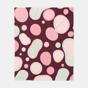 Burgundy Roze Munt Organic Blob Patroon Abstract Fleece Deken