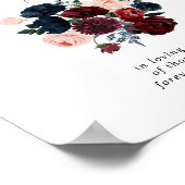 Burgundy Roze Navy Bloem Kaars Brandt Bord Poster (Hoek)