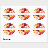 Burgundy Roze Oranje Bloemige Herfst Bruiloft Ronde Sticker (Vel)