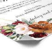 Burgundy Roze Roest Ivoor Bloemig In Lieve Herinne Poster (Hoek)