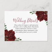 Burgundy Roze Romantische Trouwreceptie details Informatiekaartje (Voorkant)