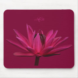 Burgundy Roze Waterlelie Muismat Monogram