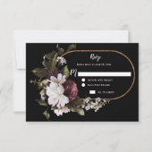 Burgundy Roze Witte Bloem Gouden Lijst RSVP | (Voorkant)