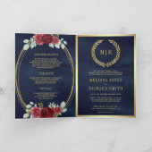 Burgundy Rozen All in One QR Code Navy Huwelijk (Binnen)