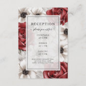 Burgundy Rozen Anemone Floral Wedding Reception Informatiekaartje (Voorkant)