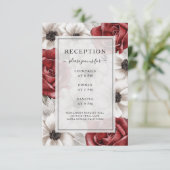 Burgundy Rozen Anemone Floral Wedding Reception Informatiekaartje (Staand voorkant)