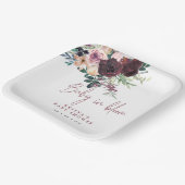 Burgundy Rozen Baby in Baby shower Bloom Papieren Bordje (Gebogen)