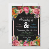 Burgundy Rozen Bird Floral Weddenschap Kaart (Voorkant)