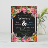 Burgundy Rozen Bird Floral Weddenschap Kaart (Staand voorkant)