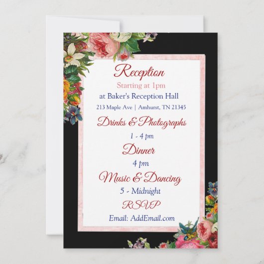 Burgundy Rozen Bird Floral Weddenschap Kaart (Achterkant)