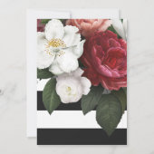 Burgundy Rozen Black White Stripe Elegant Wedding Kaart (Achterkant)