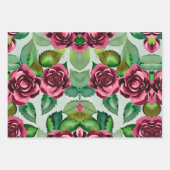 Burgundy Rozen Bloemendruk Inpakpapier Vel (Voorkant 3)