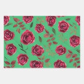 Burgundy Rozen Bloemendruk Inpakpapier Vel (Voorkant 2)