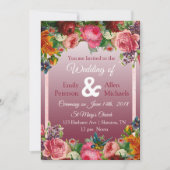 Burgundy Rozen Blue Bird Floral Weddenschap Kaart (Voorkant)