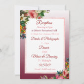 Burgundy Rozen Blue Bird Floral Weddenschap Kaart (Achterkant)