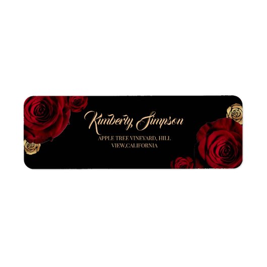 Burgundy Rozen Boho Bruiloft Etiket (Voorkant)