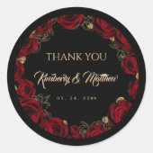 Burgundy Rozen Boho Bruiloft Ronde Sticker (Voorkant)