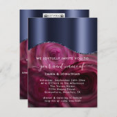 Burgundy Rozen Border QR Code Marsala Blue Navy (Voorkant / Achterkant)