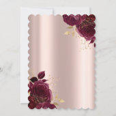Burgundy Rozen Chic Roos Gold Quinceañera Kaart (Achterkant)