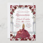 Burgundy Rozen Elegant Charro Princess Quinceanera Kaart (Voorkant)