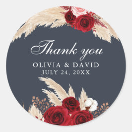 Burgundy Rozen en Pampas Grass Dank u Sticker