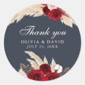 Burgundy Rozen en Pampas Grass Dank u Sticker (Voorkant)