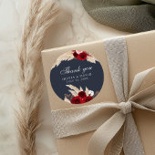 Burgundy Rozen en Pampas Grass Dank u Sticker