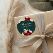 Burgundy Rozen en Pampas Grass Dank u Sticker