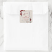 Burgundy Rozen en Silver Lijst Graduation Party Vierkante Sticker (Tas)