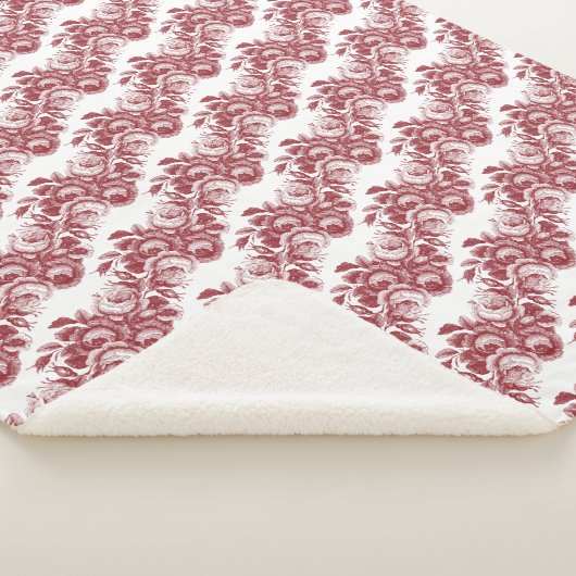  Burgundy Rozen Farmhouse Pattern Sherpa Deken (3/4)