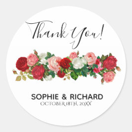 BURGUNDY ROZEN FLORAL GARLAND FLOWER DANK JE VIERKANTE STICKER