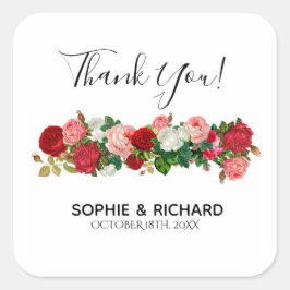 BURGUNDY ROZEN FLORAL GARLAND FLOWER DANK JE VIERKANTE STICKER