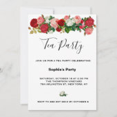 Burgundy Rozen Floral Garland Flower Tea Party Kaart (Voorkant)