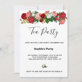 Burgundy Rozen Floral Garland Flower Tea Party Kaart