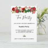 Burgundy Rozen Floral Garland Flower Tea Party Kaart (Staand voorkant)