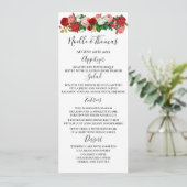Burgundy Rozen Floral Garland Flower Wedding Menu (Staand voorkant)