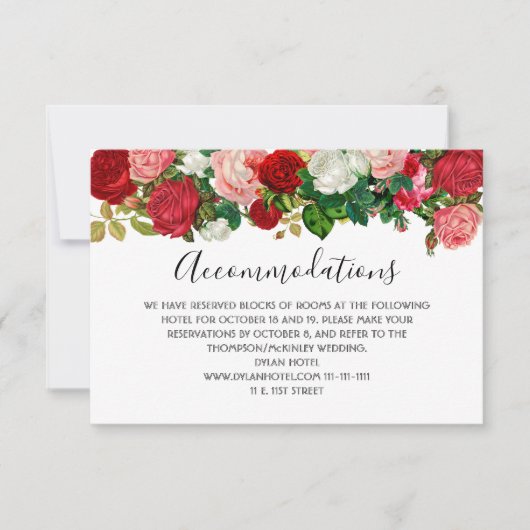 Burgundy Rozen Floral Garland Flower Wedding RSVP Kaartje (Voorkant)