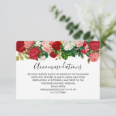Burgundy Rozen Floral Garland Flower Wedding RSVP Kaartje (Staand voorkant)