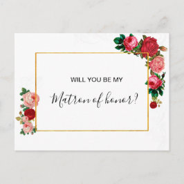 Burgundy Rozen Floral Garland Matron of Ereur Uitnodiging Briefkaart
