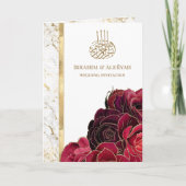 Burgundy Rozen Gold Marble Islamic Muslim Weduwen (Voorkant)