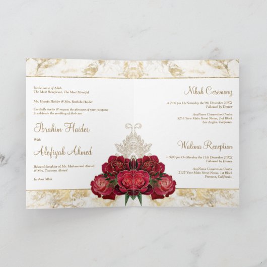 Burgundy Rozen Gold Marble Islamic Muslim Weduwen (Binnen)