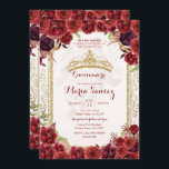 Burgundy Rozen Mexican Charra 15 Anos Uitnodiging<br><div class="desc">Burgundy Rozen Mexican Charra 15 Anos Invitation Mis Quince Anos,  15e verjaardag</div>